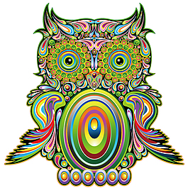 彩色花纹猫头鹰图片