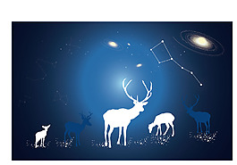 星空下的鹿群