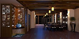中式餐廳模型