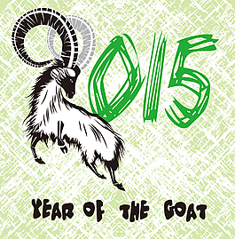 2015手繪風(fēng)格山羊背景新年矢量素材