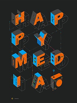 原创happy创意立体字体海报