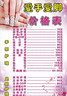 美甲價格表