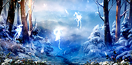 夢幻舞臺LED背景森林雪精靈視頻