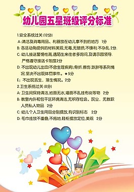 幼兒園五星班級(jí)評(píng)分標(biāo)準(zhǔn)