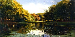 池塘油畫風(fēng)景