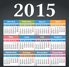 彩色2015年年歷圖片