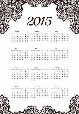 花紋邊框2015年年歷圖片