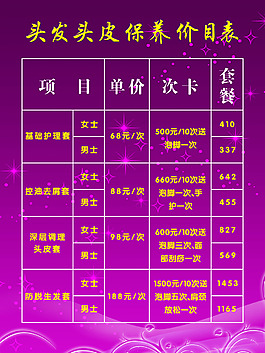 完美頭發頭皮保養價目表