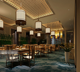 中式餐廳模型
