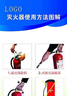 灭火器使用方法图解X展架
