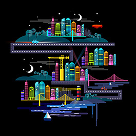 現(xiàn)代城市大規(guī)模建筑矢量圖