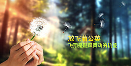 森林放飛蒲公英 網站背景圖