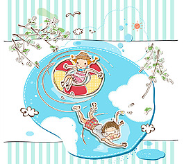 游樂場的孩子漫畫素材