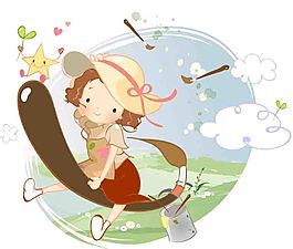 駕著筆自由飛翔的女生圖片