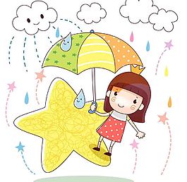 為星星撐傘遮雨的女孩圖片