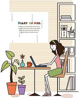 正在上網的家庭主婦圖片