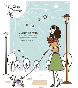 購物溜狗回家的主婦圖片