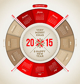 2015轉(zhuǎn)盤日歷風(fēng)格矢量素材下載