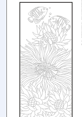 海藻白描图玄关