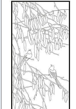 荚果树上的鸟儿玄关屏风图