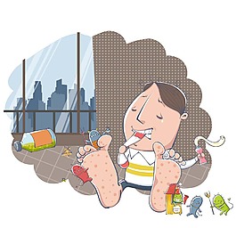 牙齿咬袜子的脚气患者图片