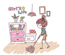 打掃衛(wèi)生的女孩圖片