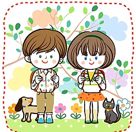 上学的孩子素材