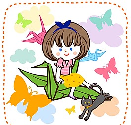 折紙上的女孩素材