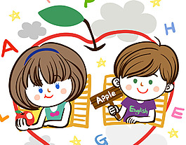 蘋果英文的孩子圖片