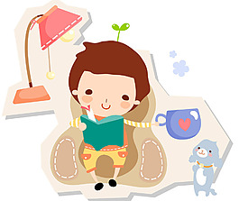 看書的孩子素材