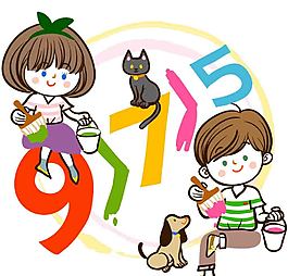 用颜料写数字的孩子图片