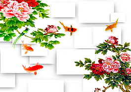 牡丹花背景墻