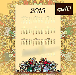 2015古典新年日歷矢量