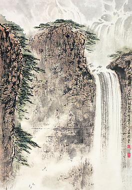夏日松泉图