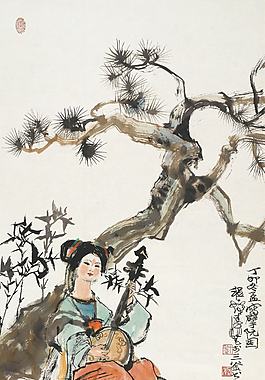松下擘阮图