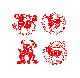 羊年剪紙矢量