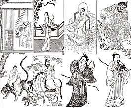 中國(guó)宗教人物插畫(huà)線稿素材