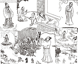 中國宗教人物插畫線稿