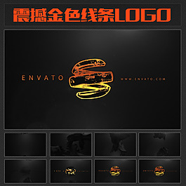 飄逸金色線條LOGO模板圖片