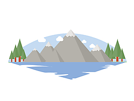 扁平化山水