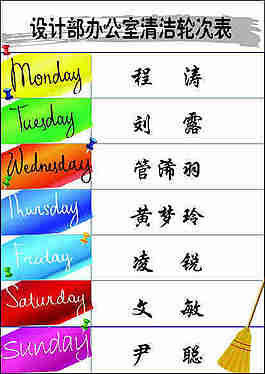 清潔輪次表