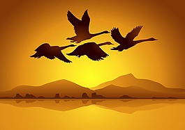 夕陽(yáng)背景矢量素材