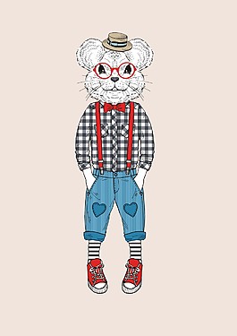 穿著衣服戴帽子的老鼠