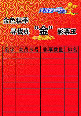 大玩家尋找真金王表格展板