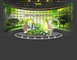 綠色屏幕界面cad網頁模板