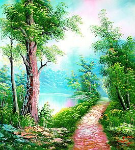 樹林風景油畫