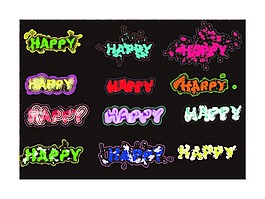 各種類型的節日HAPPY字體素材