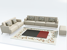 布藝沙發(fā)組合3d模型下載