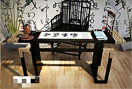 新中式實(shí)木家具條案玄關(guān)臺書桌3D模型素材