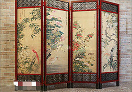 中式花鳥屏風(fēng)3D模型素材